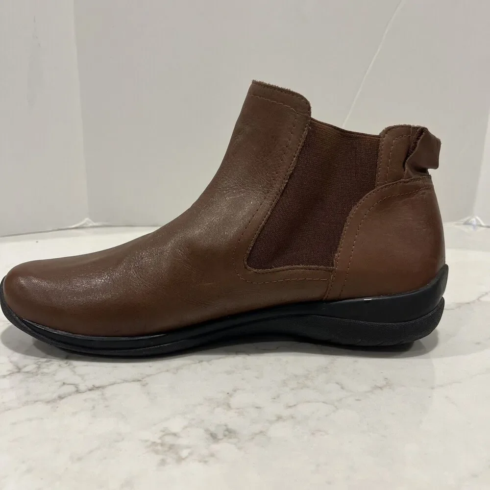 David Tate Womens 10.5 M Brown Leather Booties Shoes Pull On Ankle Chelsea‎
